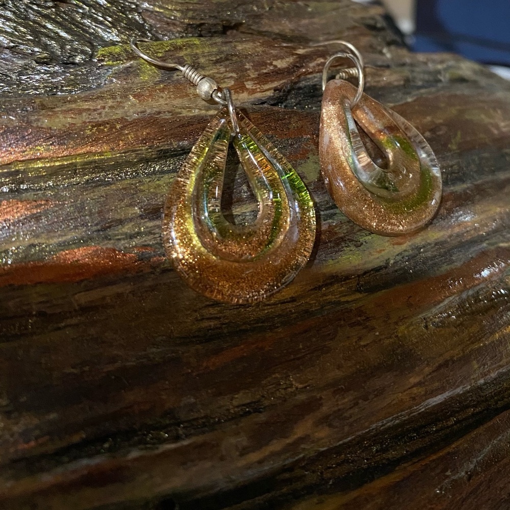 Handmade glass sparkly vintage earrings